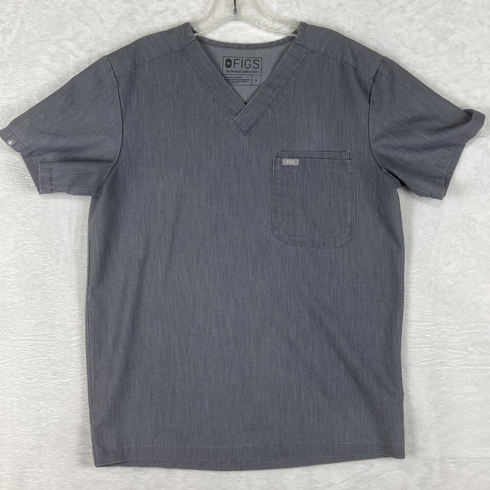 Figs Leon Three Pocket Scrub Mens S Top Shirt Graphite Gray Nursing Healthcare